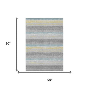 5 X 8 Striped Polyester Indoor Outdoor Rug Stain Resistant for Patio or Living Room