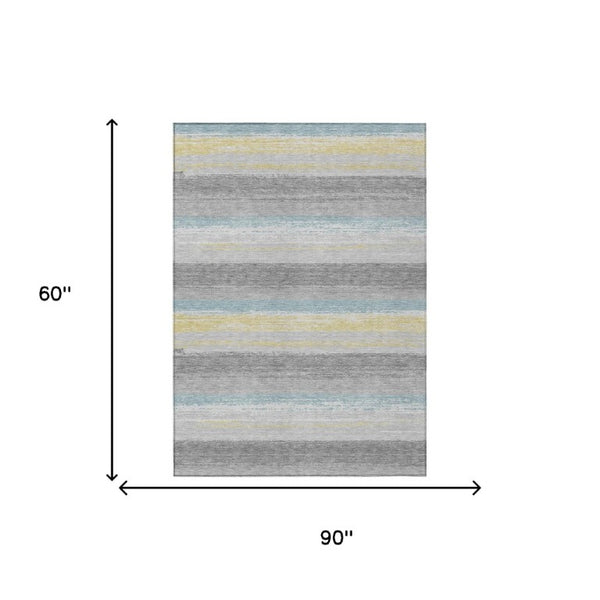 5 X 8 Striped Polyester Indoor Outdoor Rug Stain Resistant for Patio or Living Room