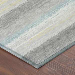 8 Ft X 10 Ft Striped Polyester Area Rug Washable Stain Resistant for Patio or Living Room