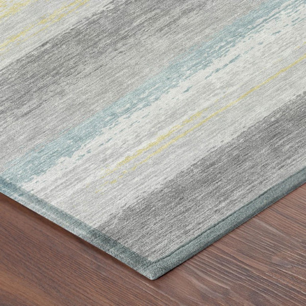 8 Ft X 10 Ft Striped Polyester Area Rug Washable Stain Resistant for Patio or Living Room