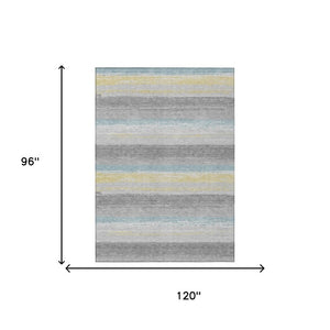 8 Ft X 10 Ft Striped Polyester Area Rug Washable Stain Resistant for Patio or Living Room