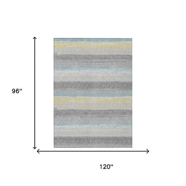 8 Ft X 10 Ft Striped Polyester Area Rug Washable Stain Resistant for Patio or Living Room