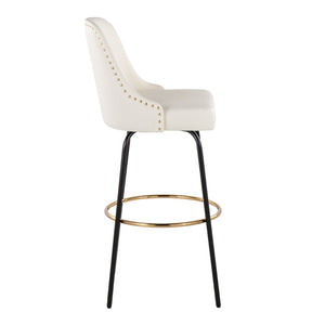 English Elm 30" Swivel Barstools Set of 2 Gold Frame White Faux Leather Kitchen Island Seating B202S01946