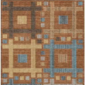 8 by 10 Geometric Polyester Area Rug Washable Stain Resistant Patio Porch Living Room