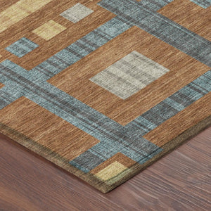 8 by 10 Geometric Polyester Area Rug Washable Stain Resistant Patio Porch Living Room