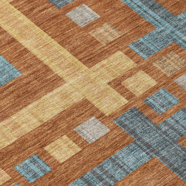 8 by 10 Geometric Polyester Area Rug Washable Stain Resistant Patio Porch Living Room