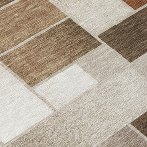 9 X 12 Beige Graphite Geometric Polyester Area Rug for Indoor Outdoor Spaces