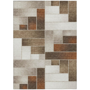 HomeRoots 10 Ft X 14 Ft Beige Graphite Geometric Polyester Washable Rug for Patio or Living Room 737542