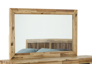 VIG Furniture Sala Light Wood Rectangular Mirror With Brushed Grain & Black Metal Frame—Modern-Country Accent, 47X28" VGWHSALA-MR