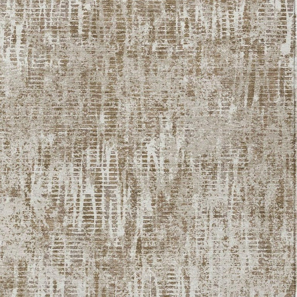 5x8 Abstract Beige Brown Washable Polyester Rug for Indoor Outdoor Living Spaces