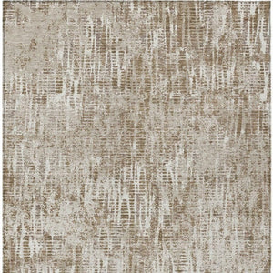 5x8 Abstract Beige Brown Washable Polyester Rug for Indoor Outdoor Living Spaces