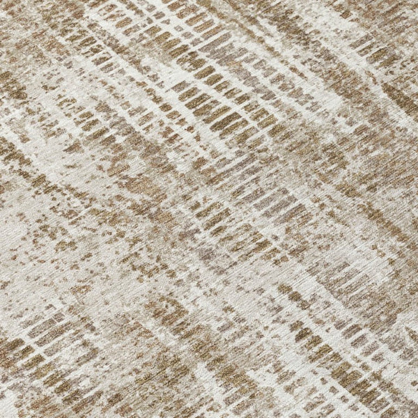 5x8 Abstract Beige Brown Washable Polyester Rug for Indoor Outdoor Living Spaces