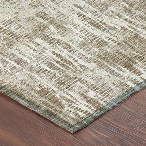 8 Ft Round Abstract Polyester Area Rug Washable Beige Brown Indoor Outdoor
