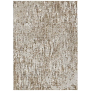 HomeRoots 8 X 10 Abstract Beige Brown Polyester Area Rug Washable Stain Resistant Indoor Outdoor 737594