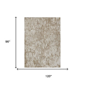 8 X 10 Abstract Beige Brown Polyester Area Rug Washable Stain Resistant Indoor Outdoor