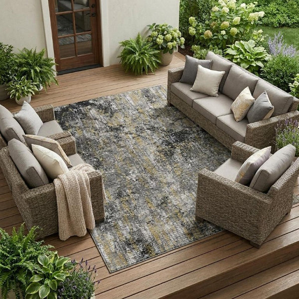 9 Foot Abstract Polyester Area Rug Washable Stain Resistant for Patio or Living Room