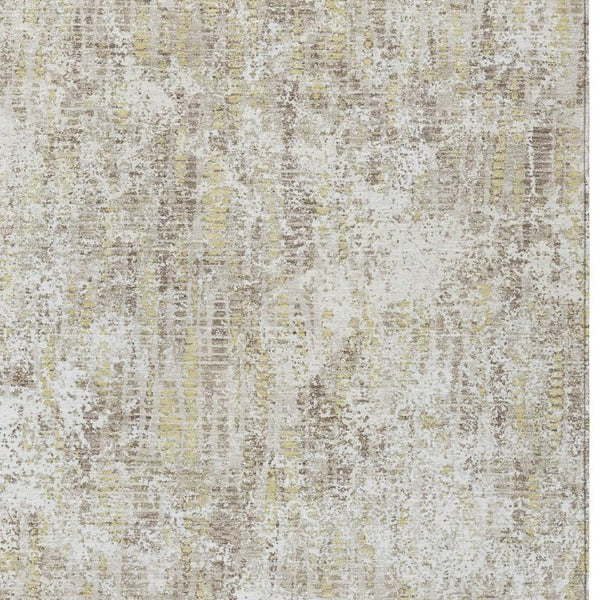 5 X 8 Abstract Ivory Blue Washable Polyester Rug for Indoor Outdoor Living Spaces