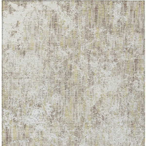 5 X 8 Abstract Ivory Blue Washable Polyester Rug for Indoor Outdoor Living Spaces