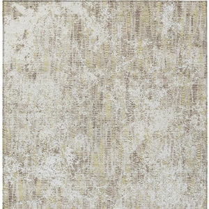8x10 Ivory Blue Abstract Polyester Area Rug Washable for Indoor Outdoor Spaces