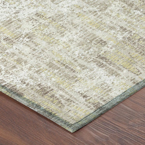 8x10 Ivory Blue Abstract Polyester Area Rug Washable for Indoor Outdoor Spaces