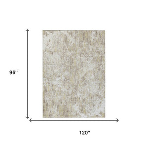 8x10 Ivory Blue Abstract Polyester Area Rug Washable for Indoor Outdoor Spaces