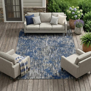 8 X 10 Washable Polyester Abstract Area Rug for Indoor Outdoor Patios and Decks