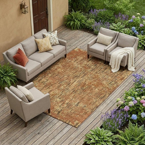 8 X 10 Abstract Polyester Indoor Outdoor Rug Washable Stain Resistant Patio Accent