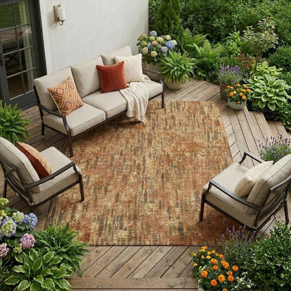 9 X 12 Abstract Polyester Area Rug Stain Resistant Indoor Outdoor Patio Living Room