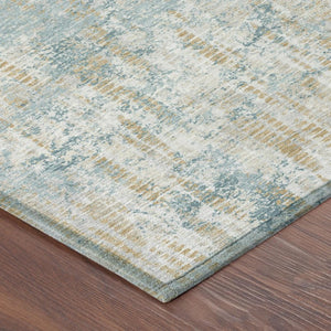 8 Ft X 10 Ft Teal Abstract Polyester Area Rug Washable for Indoor Outdoor Use