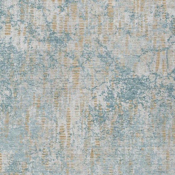 10 X 14 Abstract Teal Polyester Area Rug Washable for Indoor Outdoor Spaces