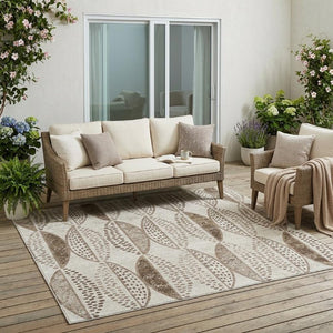 5 X 8 Geometric Polyester Area Rug Washable Beige Blue Indoor Outdoor Patio