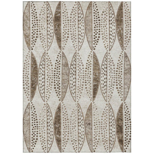 HomeRoots 5 X 8 Geometric Polyester Area Rug Washable Beige Blue Indoor Outdoor Patio 737646