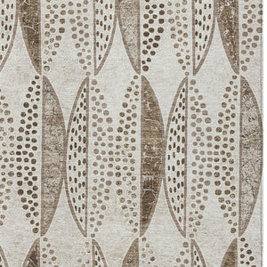 9 X 12 Beige Blue Geometric Polyester Area Rug Washable for Indoor Outdoor Use