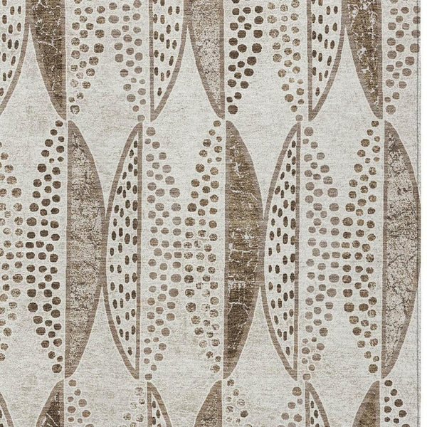 9 X 12 Beige Blue Geometric Polyester Area Rug Washable for Indoor Outdoor Use