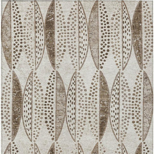 9 X 12 Beige Blue Geometric Polyester Area Rug Washable for Indoor Outdoor Use