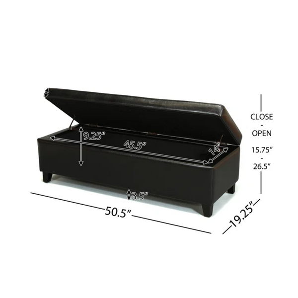 English Elm Hartford Bonded Leather Flip Top Storage Ottoman for Living Room Bedroom Entryway 73766.00PUBLK