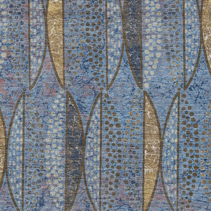 9x12 Blue Brown Geometric Polyester Area Rug Washable for Indoor Outdoor Spaces