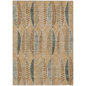 HomeRoots 5x8 Copper Beige Geometric Polyester Area Rug Stain Resistant for Patio or Living Room 737670