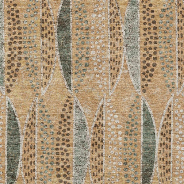 5x8 Copper Beige Geometric Polyester Area Rug Stain Resistant for Patio or Living Room