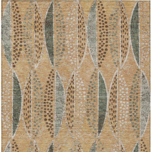 5x8 Copper Beige Geometric Polyester Area Rug Stain Resistant for Patio or Living Room