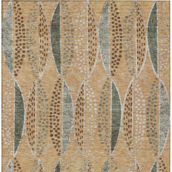 5x8 Copper Beige Geometric Polyester Area Rug Stain Resistant for Patio or Living Room