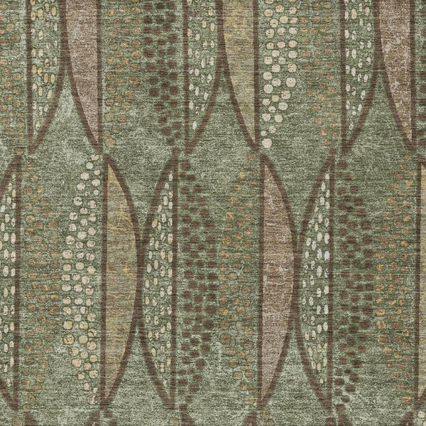 5x8 Olive Linen Geometric Polyester Area Rug Washable Stain Resistant Indoor Outdoor