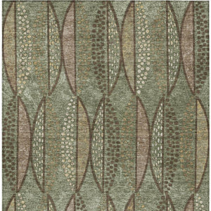 5x8 Olive Linen Geometric Polyester Area Rug Washable Stain Resistant Indoor Outdoor