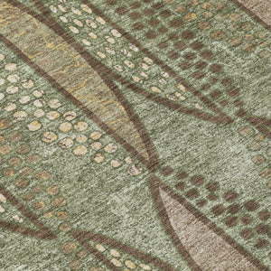 5x8 Olive Linen Geometric Polyester Area Rug Washable Stain Resistant Indoor Outdoor