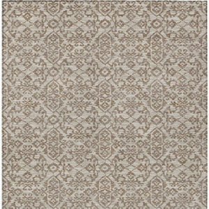 5x8 Beige Taupe Oriental Polyester Area Rug Washable Stain Resistant Indoor Outdoor