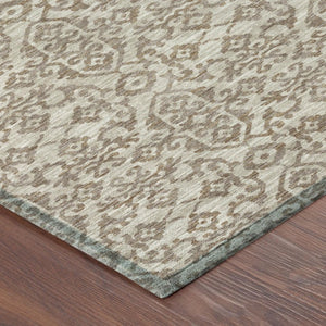 5x8 Beige Taupe Oriental Polyester Area Rug Washable Stain Resistant Indoor Outdoor