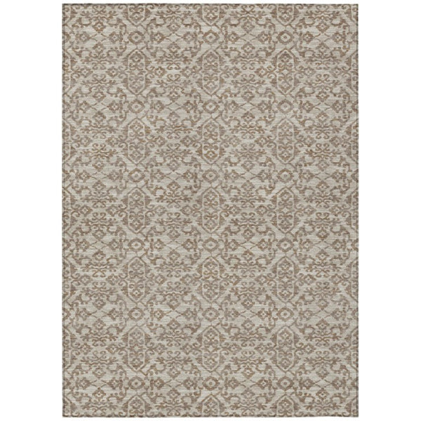 HomeRoots 8 X 10 Beige Taupe Oriental Polyester Area Rug Stain Resistant Indoor Outdoor 737702