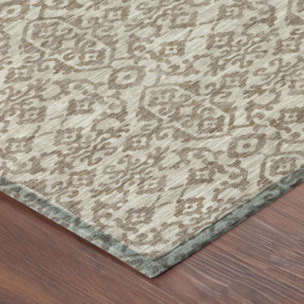 8 X 10 Beige Taupe Oriental Polyester Area Rug Stain Resistant Indoor Outdoor