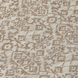 8 X 10 Beige Taupe Oriental Polyester Area Rug Stain Resistant Indoor Outdoor