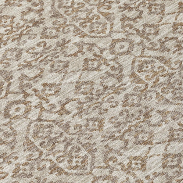 8 X 10 Beige Taupe Oriental Polyester Area Rug Stain Resistant Indoor Outdoor